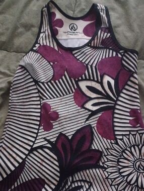 INKnBURN Purple and Black Floral Racerback Tank Top